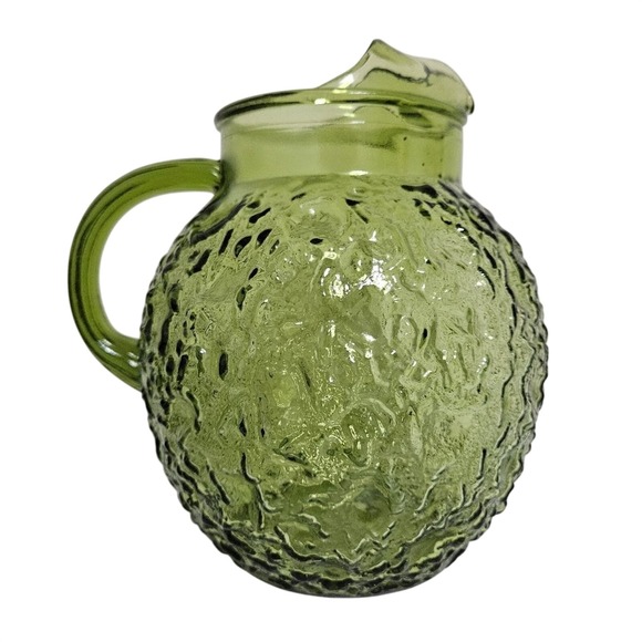 Anchor Hocking Other - Vintage Anchor Hocking Pitcher 3 QT Glass Avocado Green Lido Milano Pattern EUC